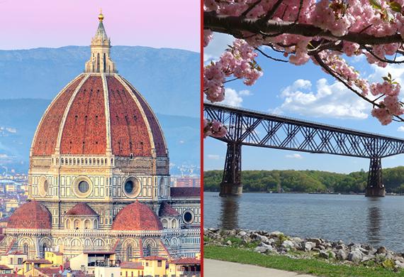 Mid-Hudson Bridge in Poughkeepsie (Left), Duomo in Florence (right). Image by Steve DeVico/bet亚洲365欢迎投注.